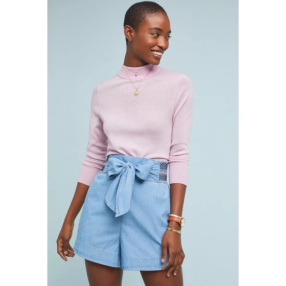 Anthropologie Pants - Anthropologie | Aloha Tie-Front Shorts Chambray Paper Bag Waist Medium
